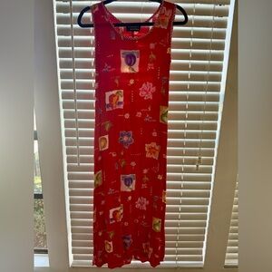 Vintage Red Fruit Print Maxi Dress